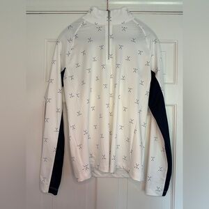 Lady Hagen White Zip-Up with Navy Accents